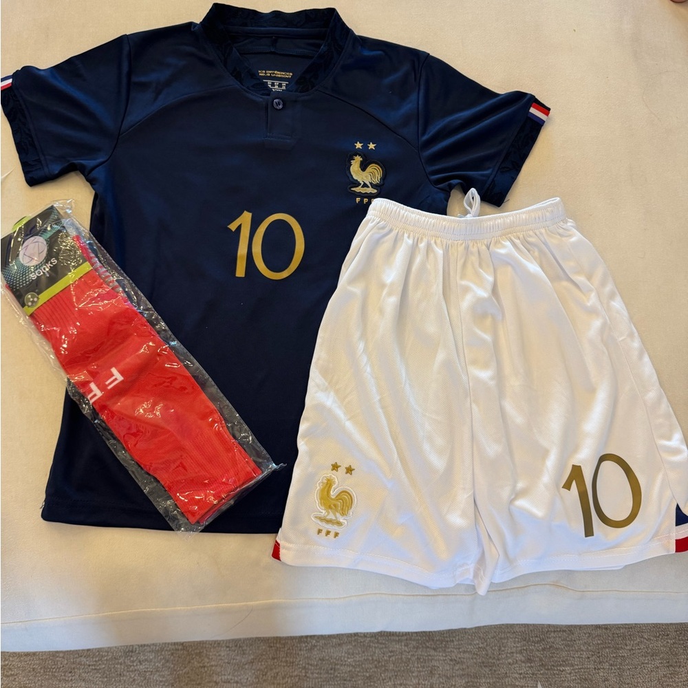 Mbappe Kids Navy and White Soccer Jersey Set